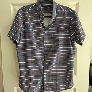 Mizzen+Main Leeward Short Sleeve Chambray Stripe Print - Medium, Classic Regular